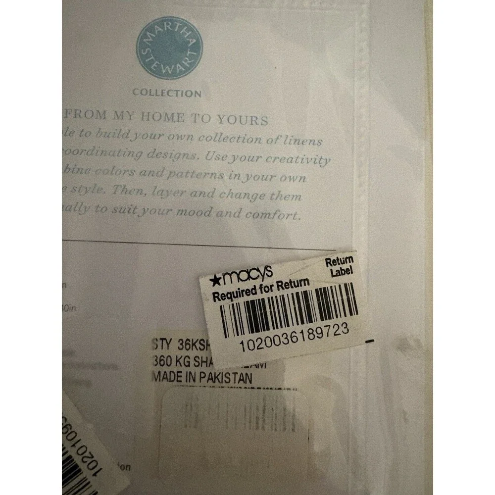 Martha Stewart Collection Cream King Pillow Sham Macy's NWT Pima Cotton 360 TC